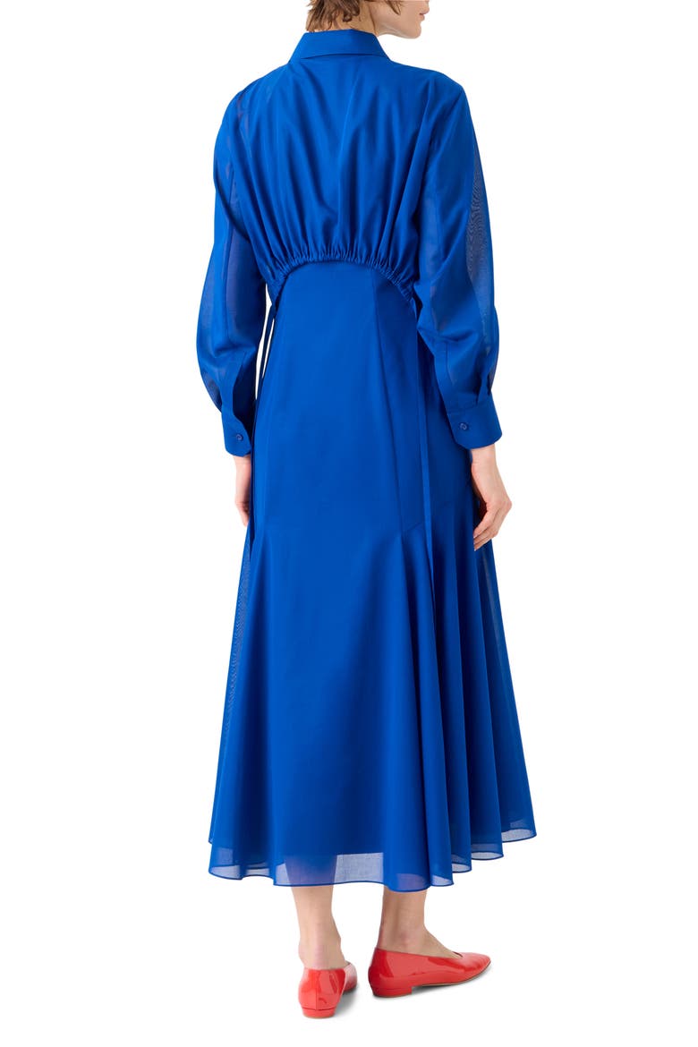 Godet Flared Long Sleeve Cotton Voile Shirtdress, Alternate, color, LAPIS BLUE