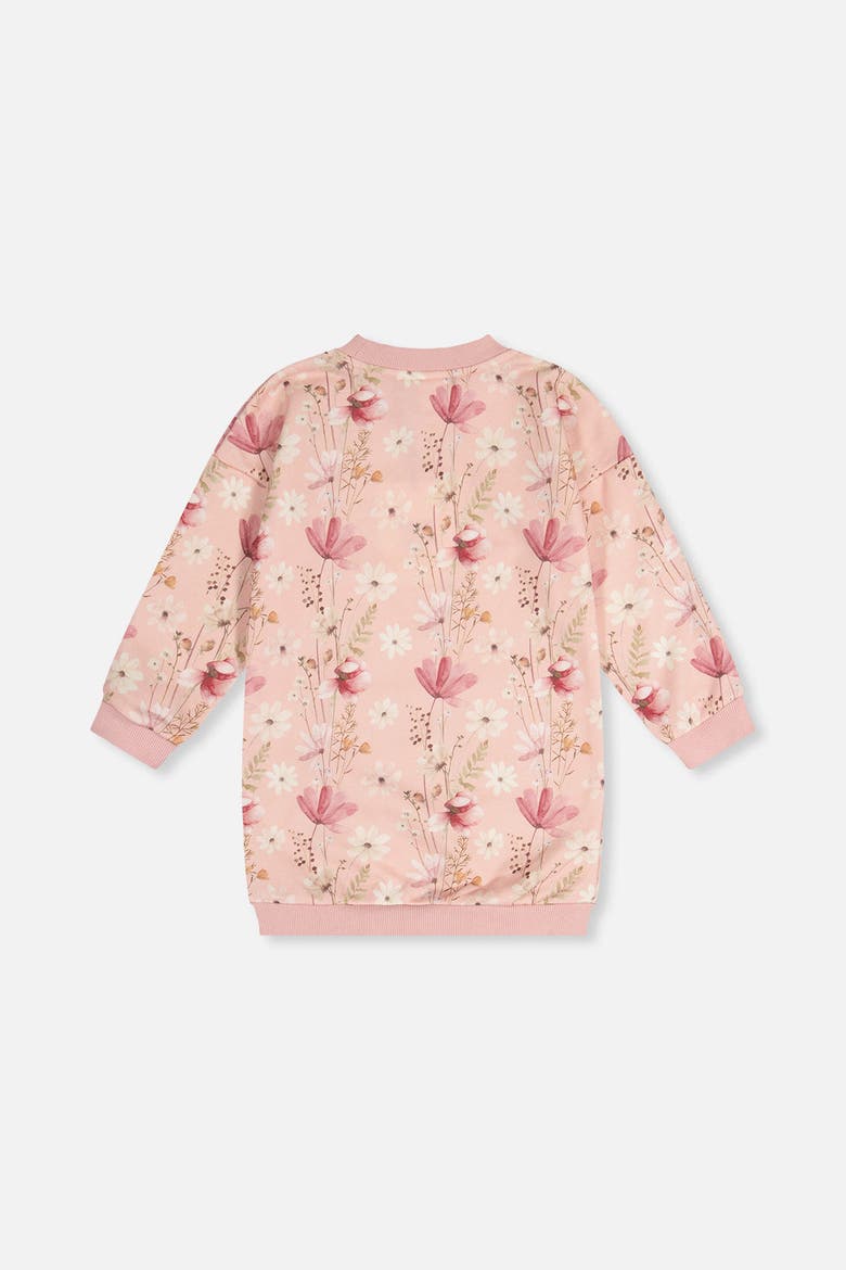 French Terry Ribbed Trim Relaxed Dress, Alternate, color, Pink Printed Flowers