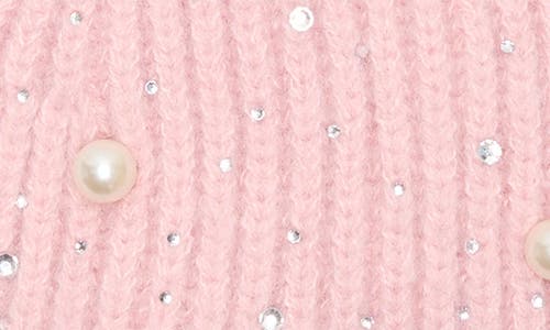 Nanette Lepore Scattered Embellished Faux Fur Pompom Beanie In Pink
