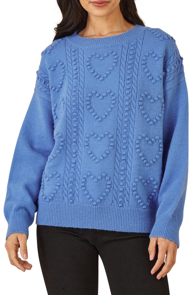 Yumi Heart Detail Relaxed Knit Sweater, Alternate, color, Blue