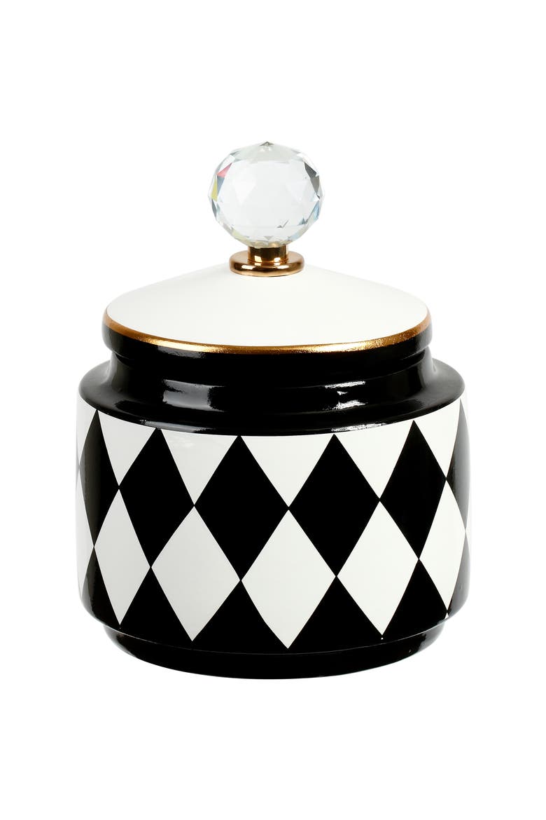 8" Harlequin Urn with Lid, Small, Main, color, Black