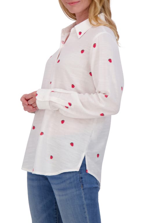 Lucky Brand Heart Print Button-up Shirt In Berry