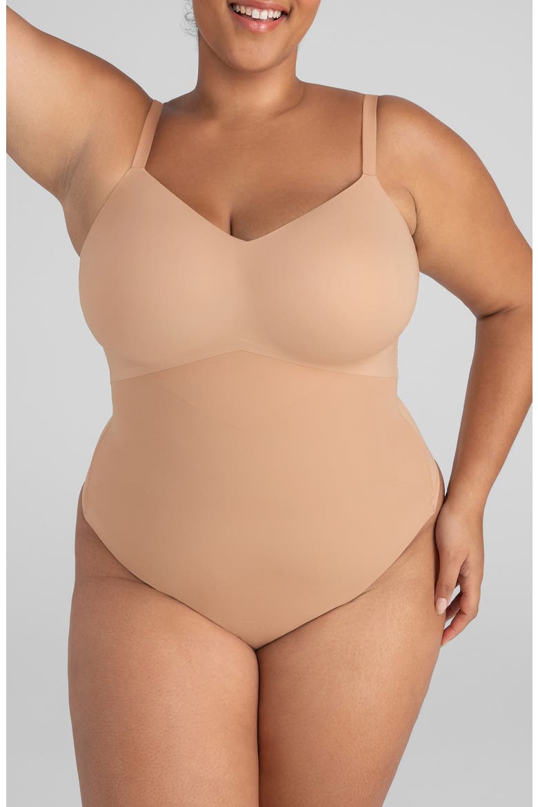Cami Thong Bodysuit, Alternate, color, SAND