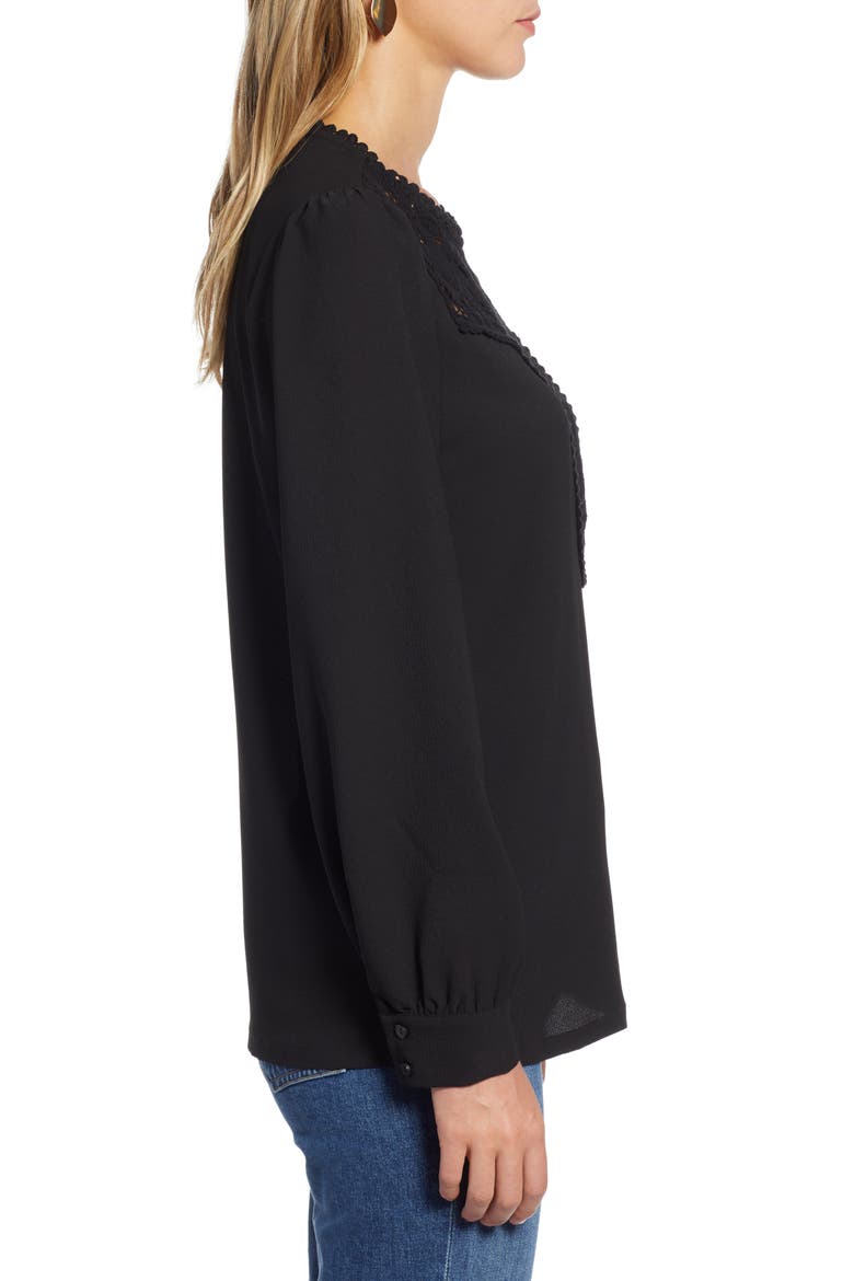 Lace & Crepe Blouse, Alternate, color, BLACK