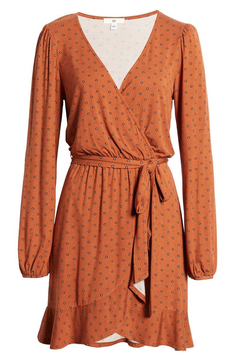 BP. Long Sleeve Wrap Minidress, Alternate, color, 