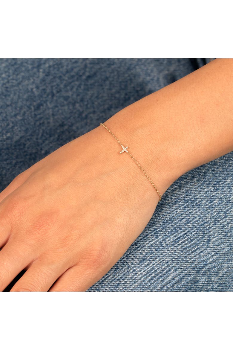 Diamond Tiny Cross Bracelet 14K, Alternate, color, 14K Gold