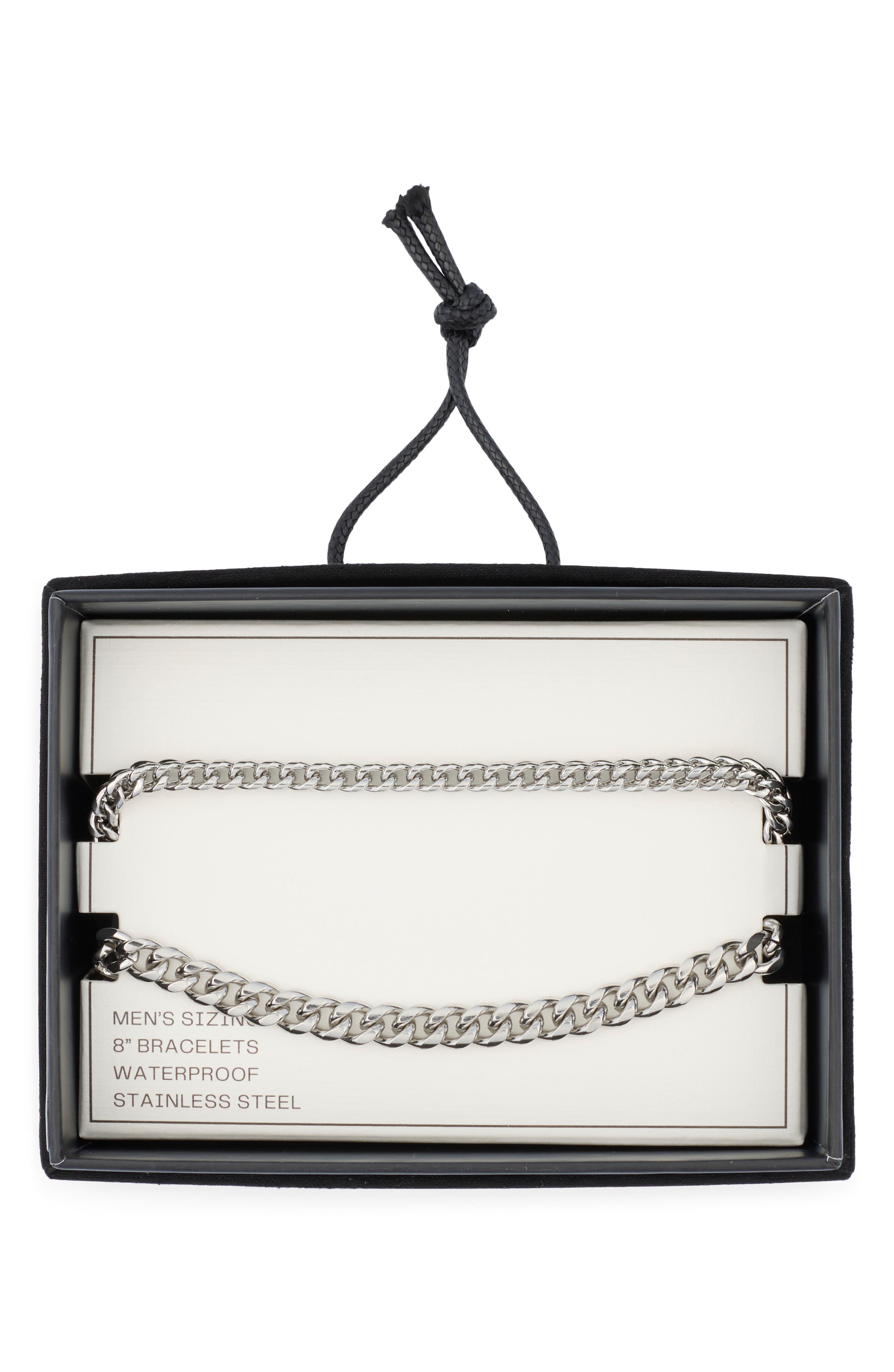 NORDSTROM RACK Men's 2-Pack Curb Link Stainless Steel Bracelets