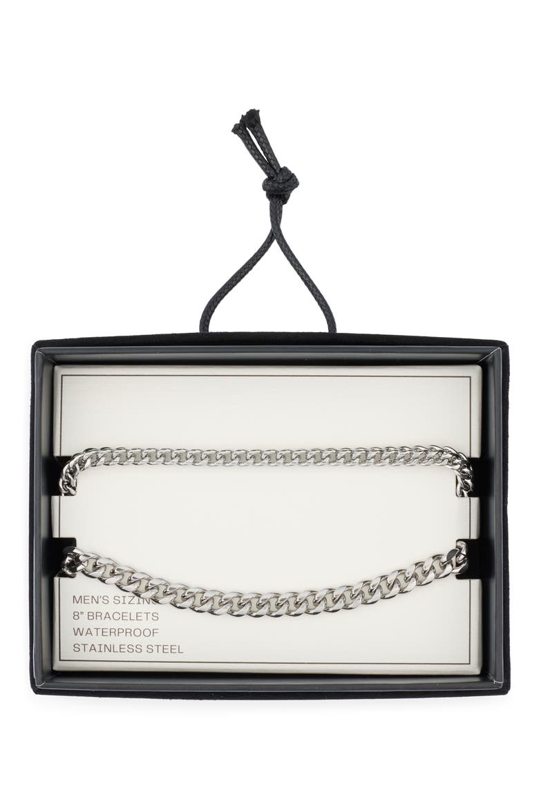 Men's 2-Pack Curb Link Stainless Steel Bracelets, Main, color, STAINLESS