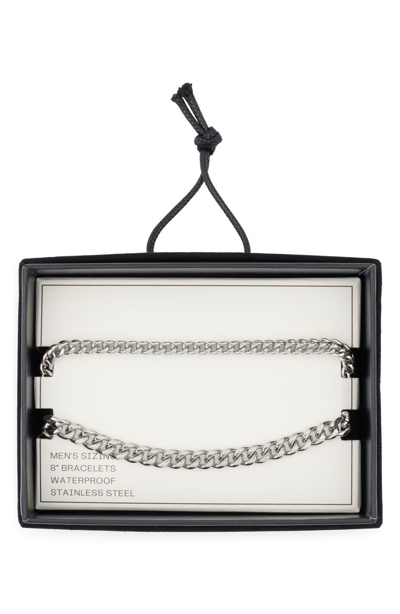 NORDSTROM RACK Men's 2-Pack Curb Link Stainless Steel Bracelets, Main, color, Stainless