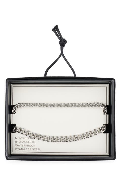 Men's 2-Pack Curb Link Stainless Steel Bracelets