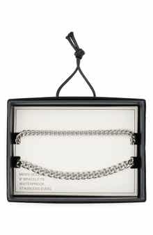 NORDSTROM RACK Men's 2-Pack Curb Link Stainless Steel Bracelets
