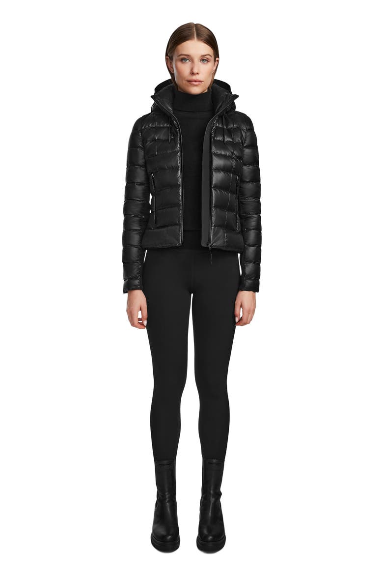 MELISSA Women's Lightweight Black Puffer Coat with Removable Hood, Alternate, color, Black