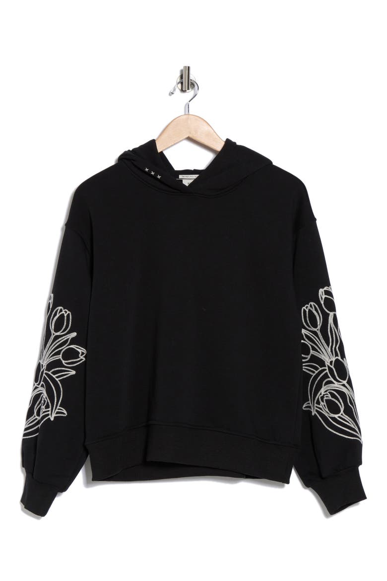 Embroidered Hooded Sweatshirt, Alternate, color, BLACK NIGHT