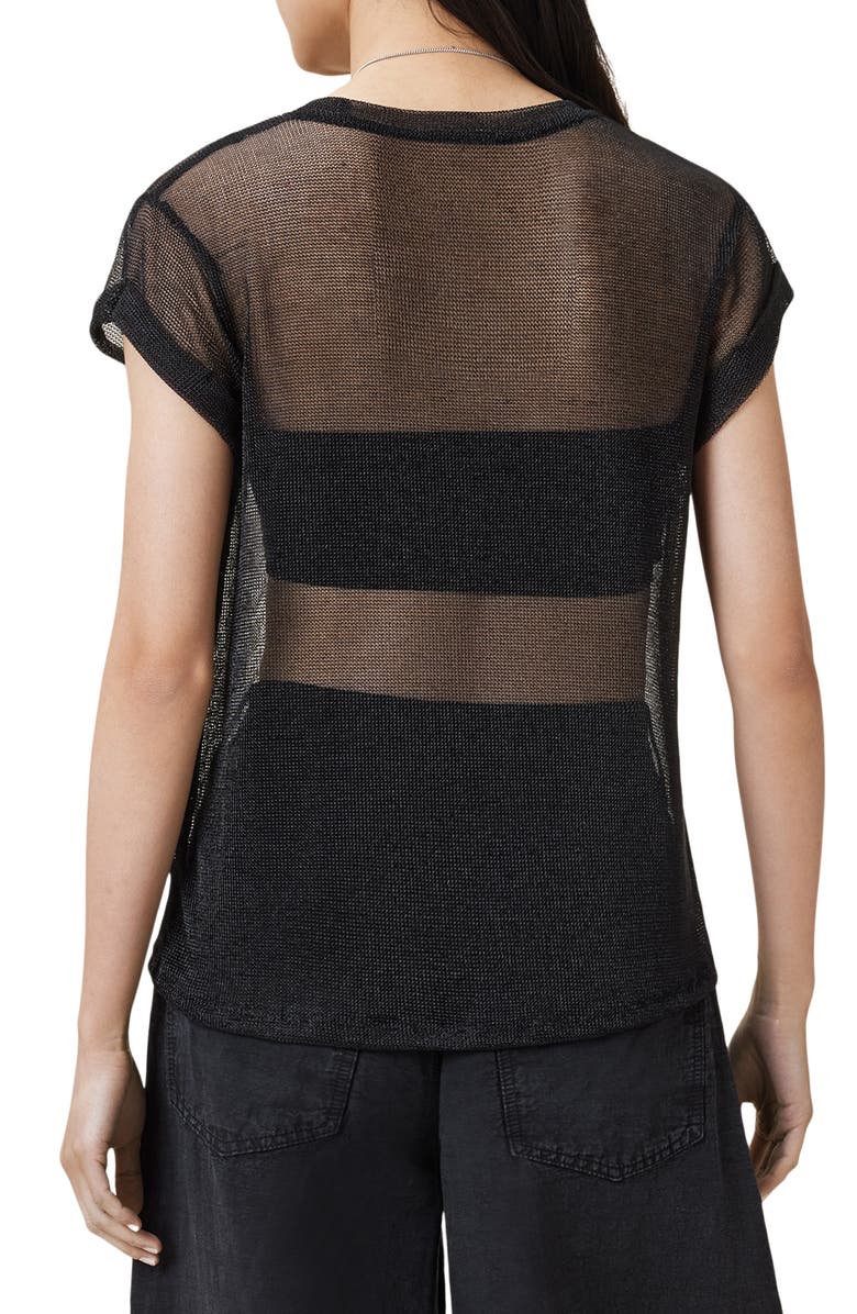 AllSaints Thea Sparkle Sheer Mesh Top, Alternate, color,