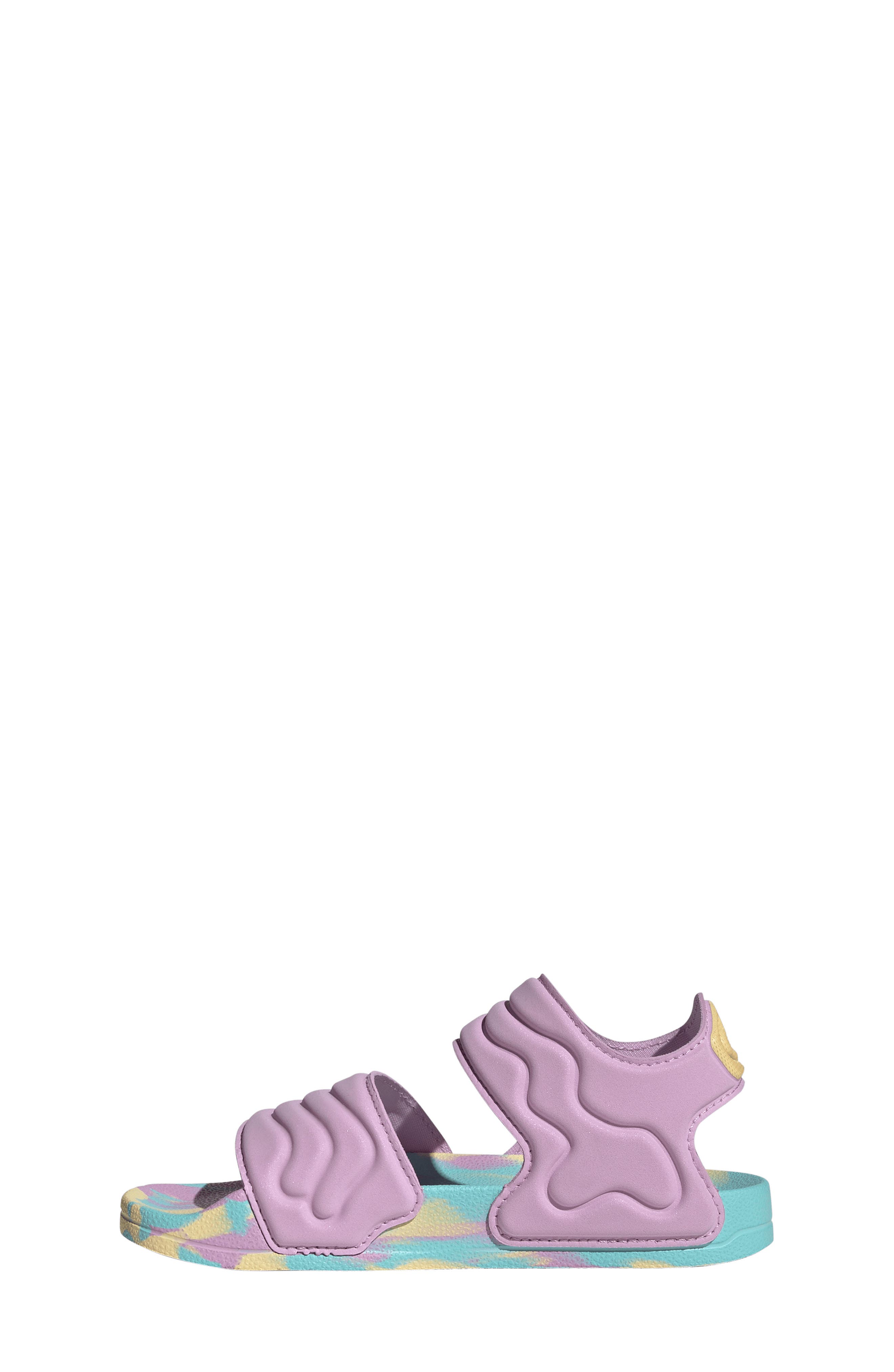 Kids' Adilette Sandal, Alternate, color, LILAC/ ORANGE / AQUA