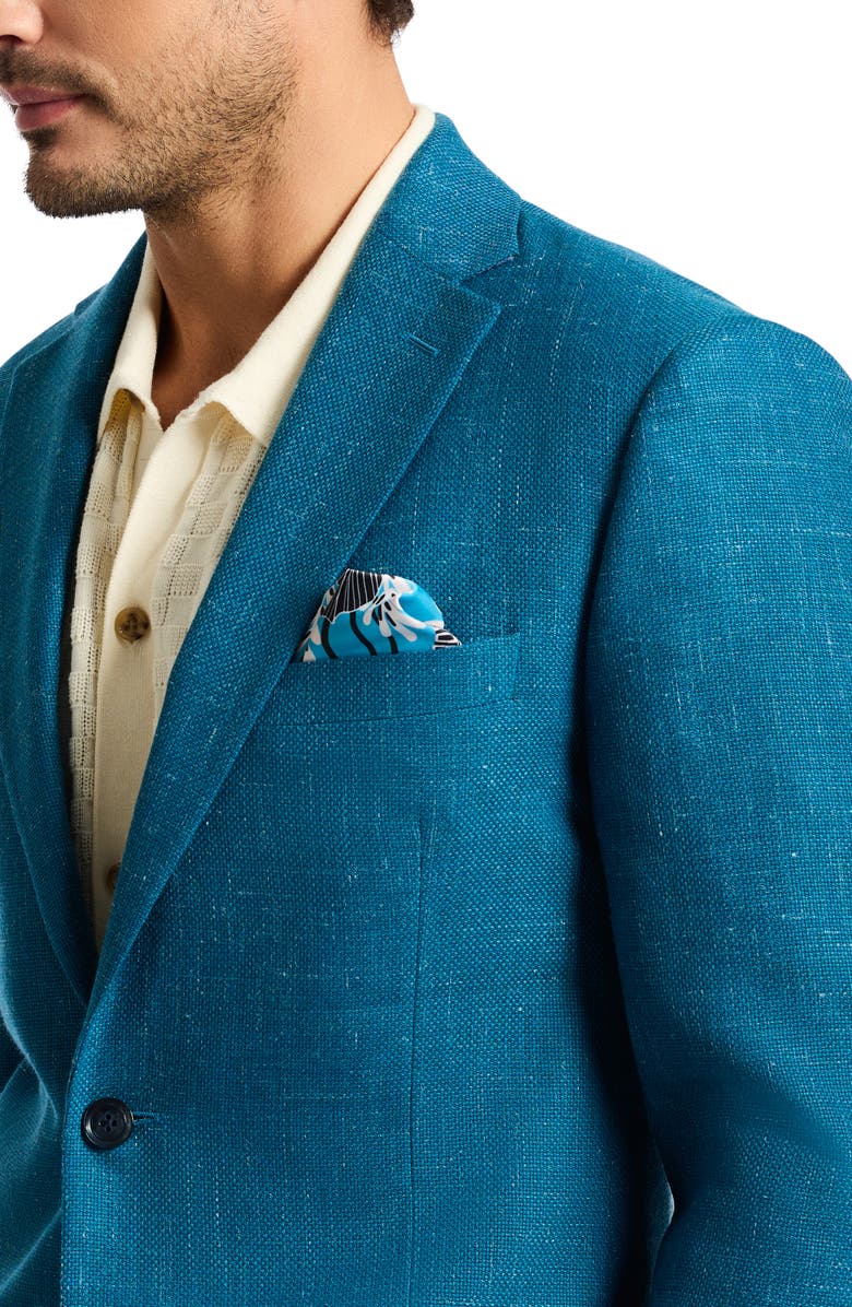 Robert Graham Fallon Solid Blue Slub Wool Blend Sport Coat, Alternate, color, Blue