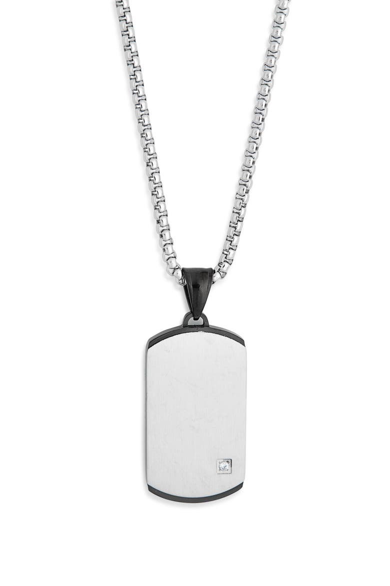 Brushed Dog Tag Pendant Necklace, Alternate, color, BLACK- STAINLESS