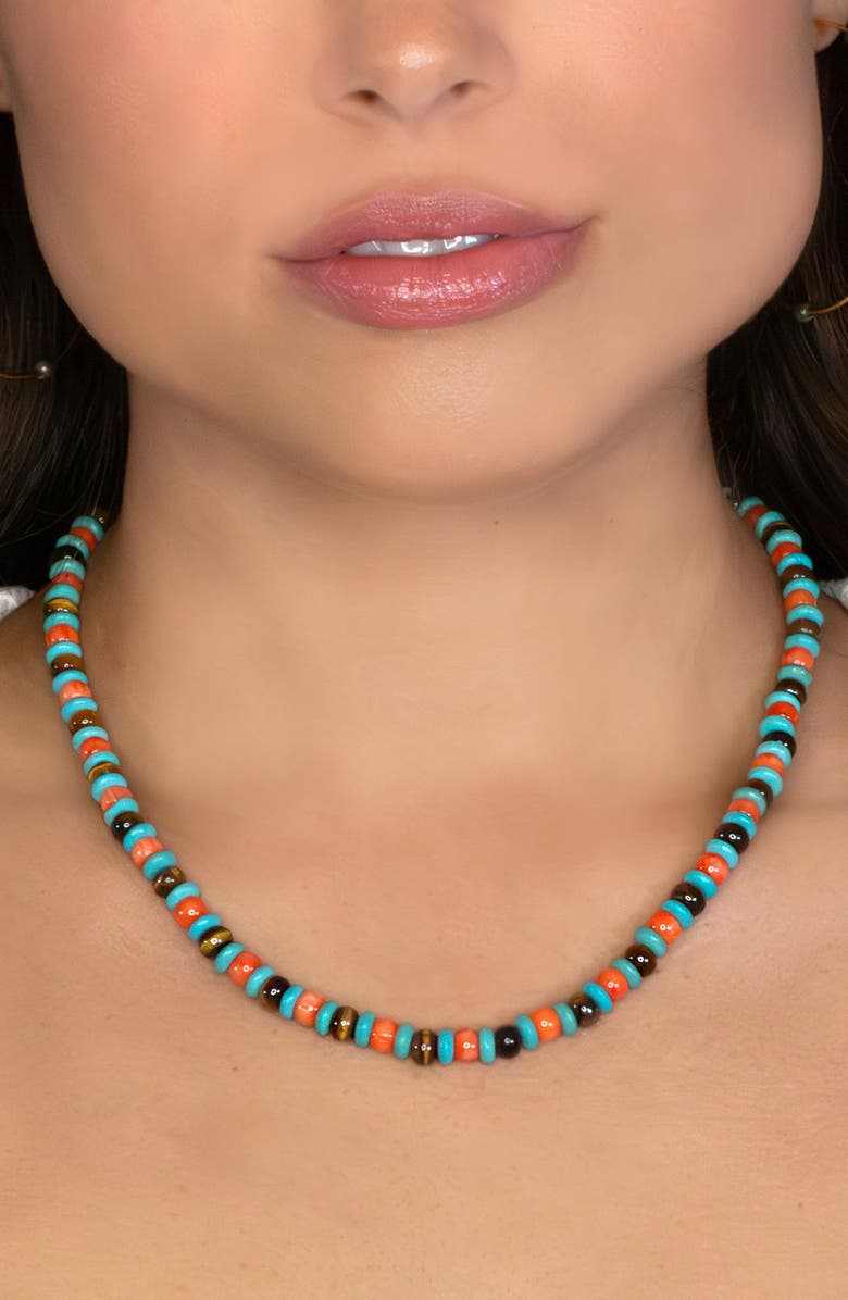 MARLYN SCHIFF Palmer Bead Necklace, Alternate, color, Turquoise Coral Multi