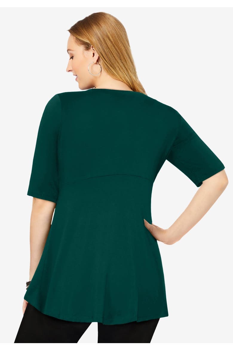 Stretch Knit Pleated Tunic, Alternate, color, CREAMY MOCHA PRINT