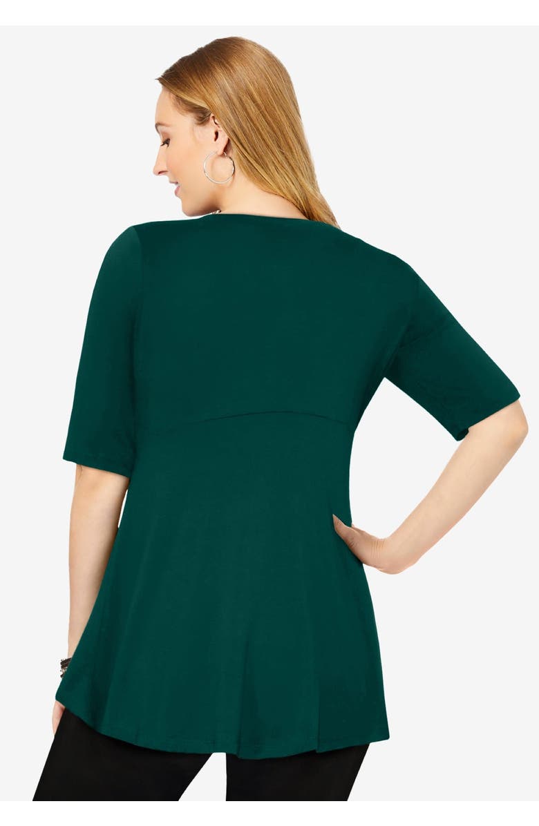 Jessica London Stretch Knit Pleated Tunic, Alternate, color, Creamy Mocha Print