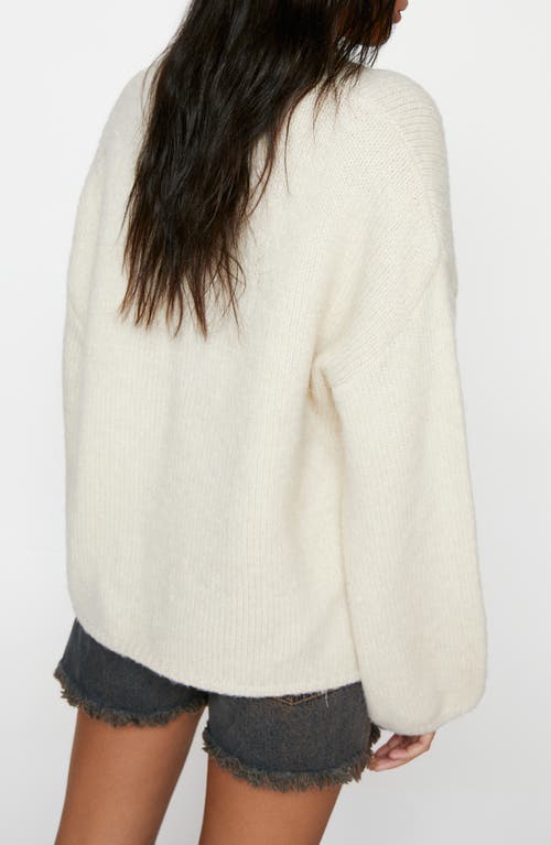 Nasty Gal Oversize Crewneck Sweater In Ecru