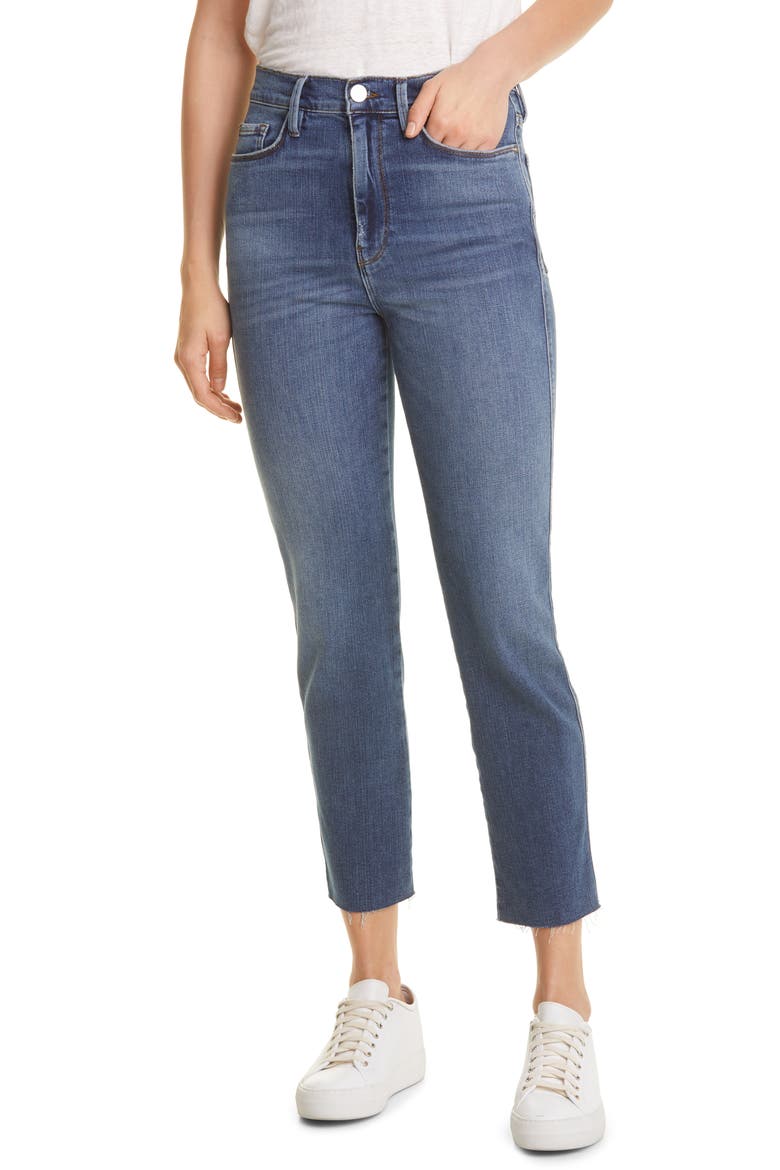 Le Sylvie High Waist Raw Hem Crop Jeans, Main, color, CROSSLANE