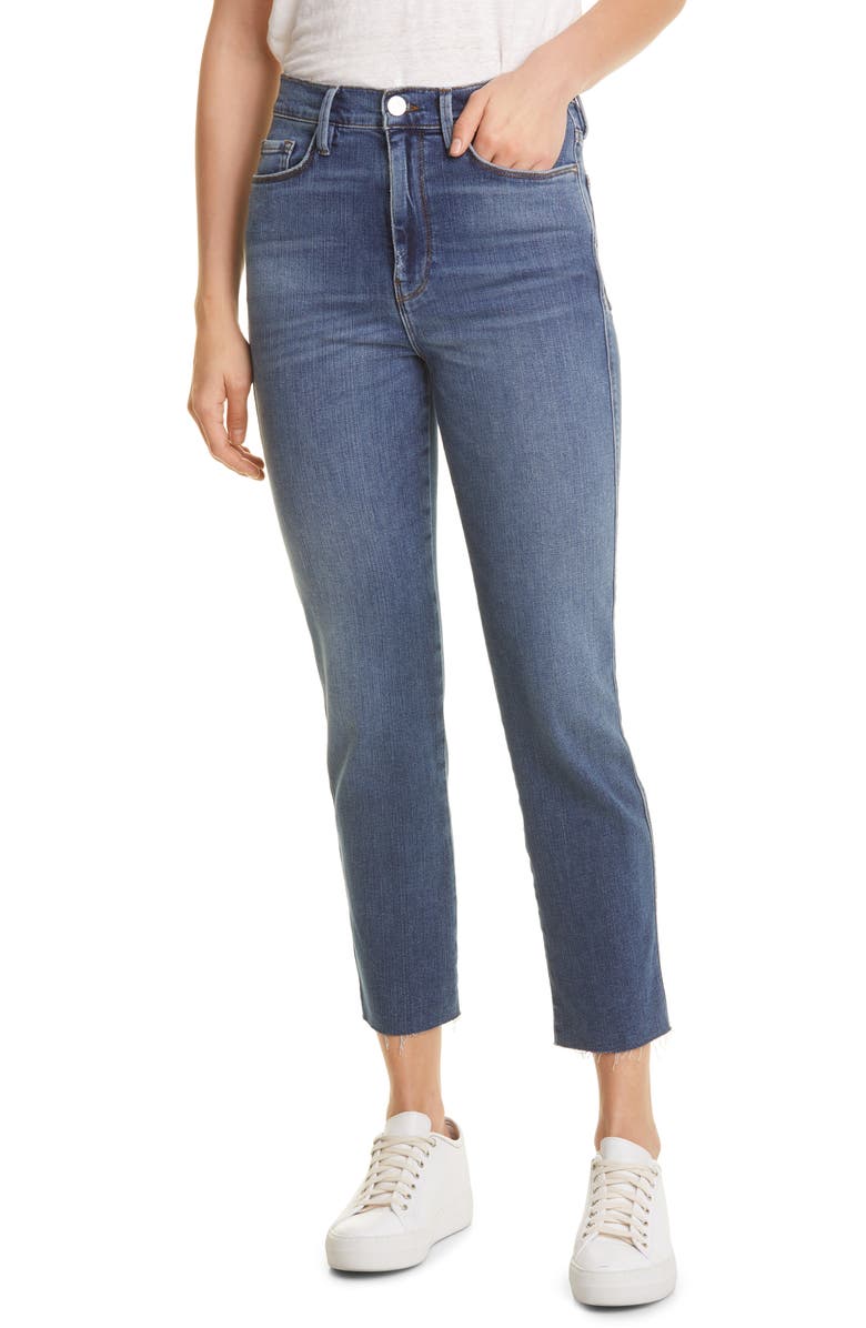 FRAME Le Sylvie High Waist Raw Hem Crop Jeans, Main, color,