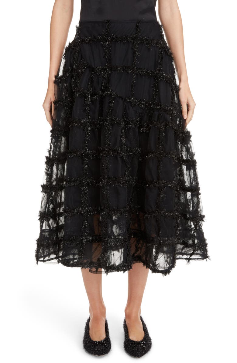 Simone Rocha Tinsel Check Tulle Skirt, Main, color, 