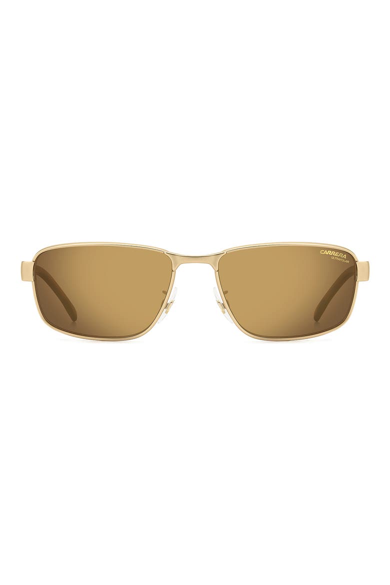 C Flex 58mm Polarized Rectangular Sunglasses, Main, color, MATTE GOLD
