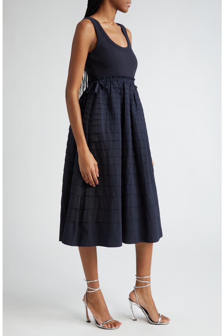 Akira Mixed Media Stretch Cotton Tank Dress, Alternate, color, NAVY