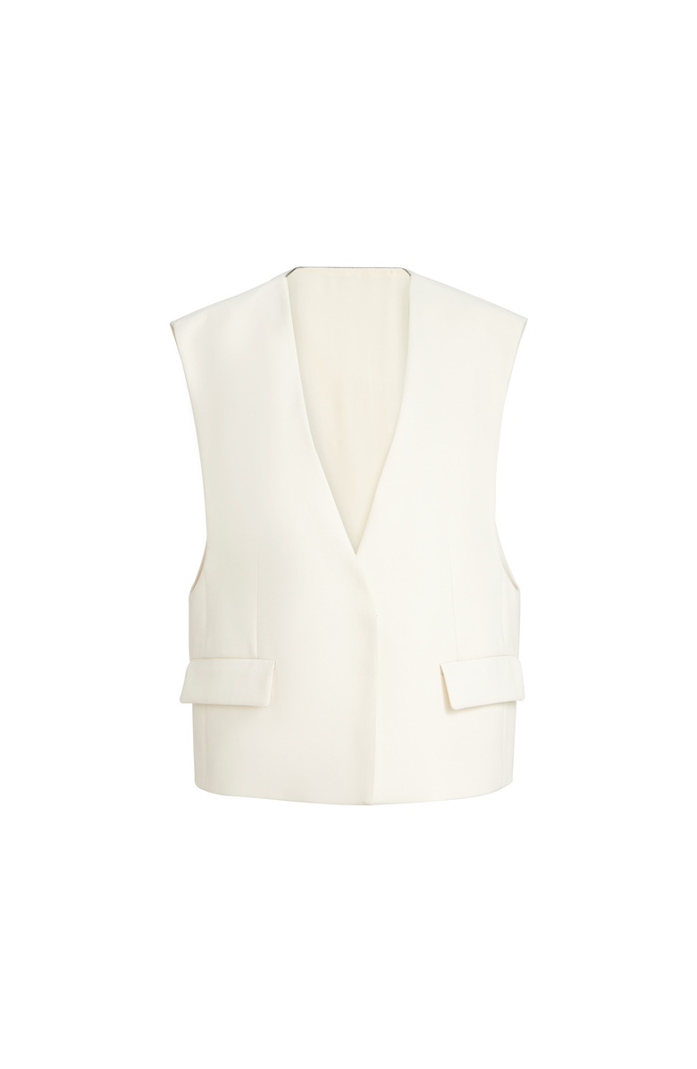 Brunello Cucinelli Double twill crêpe vest, Main, color, Ivory