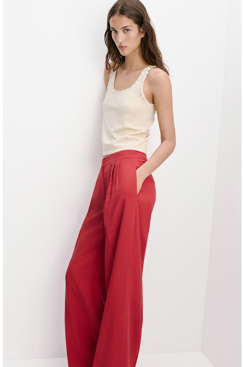 Pleated Wide Leg Pants, Alternate, color, RED