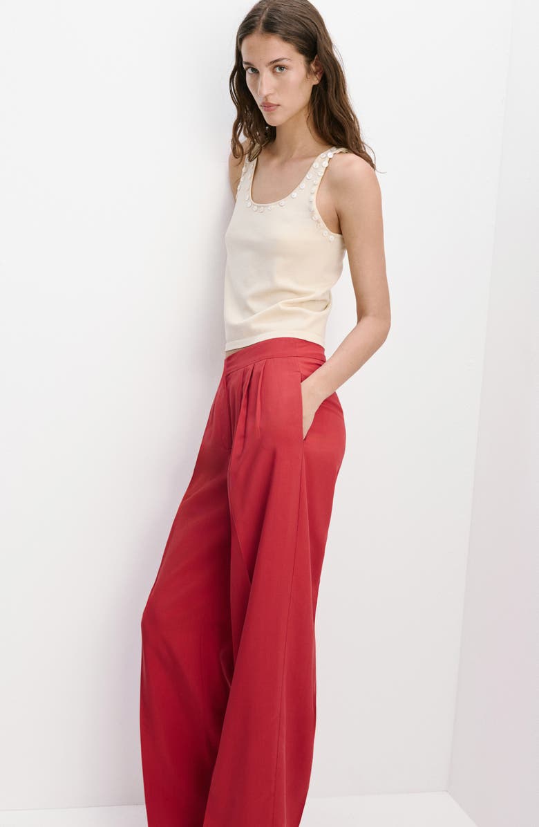 MANGO Pleated Wide Leg Pants, Alternate, color, 