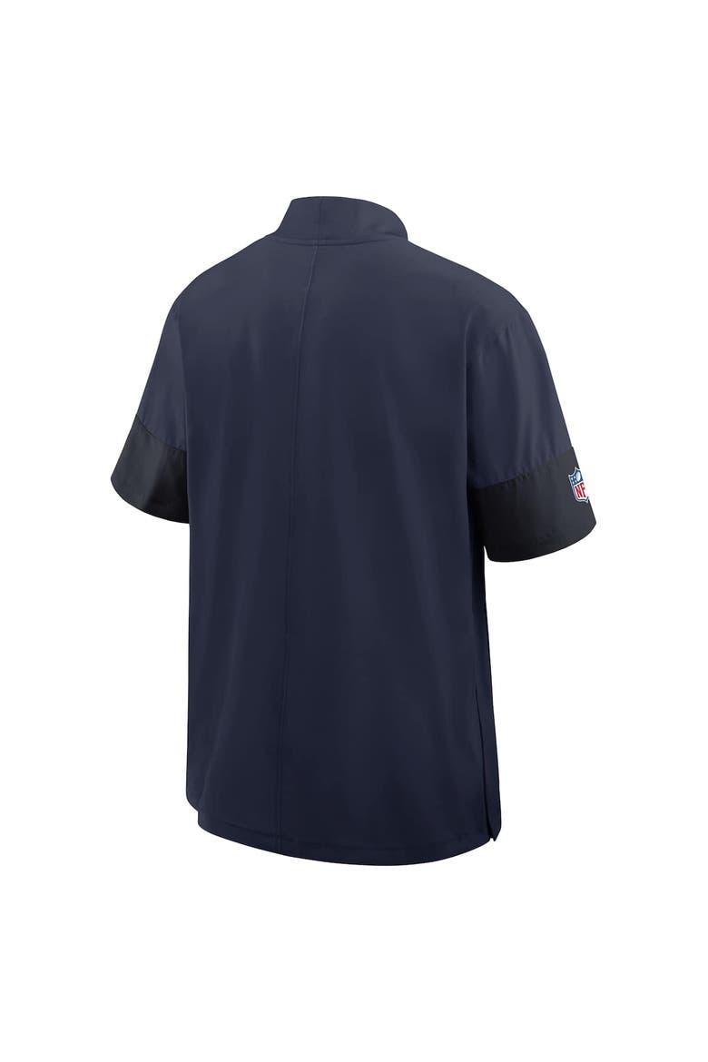 Men's Nike College Navy Seattle Seahawks Sideline Short Sleeve Quarter-Zip Performance Coach Jacket, Alternate, color, College Navy