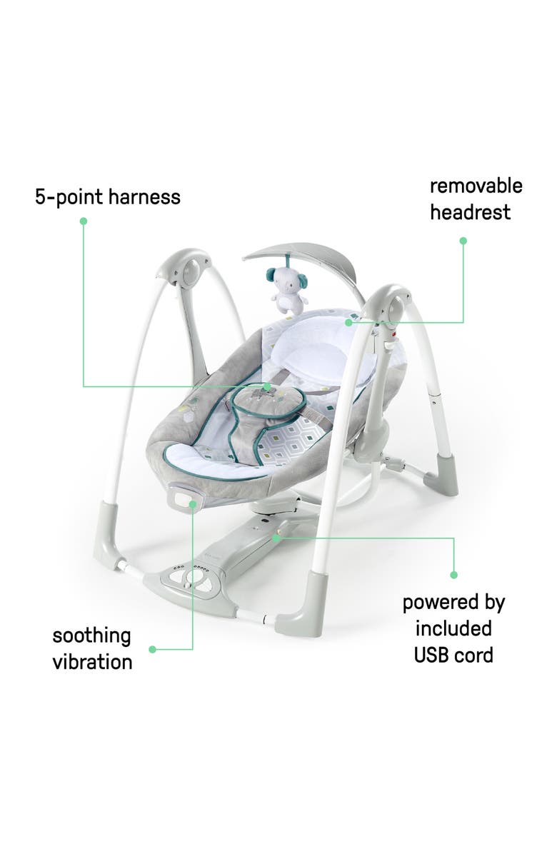 INGENUITY ConvertMe 2-in-1 Compact Portable Baby Swing 2 Infant Seat, Alternate, color, Grey