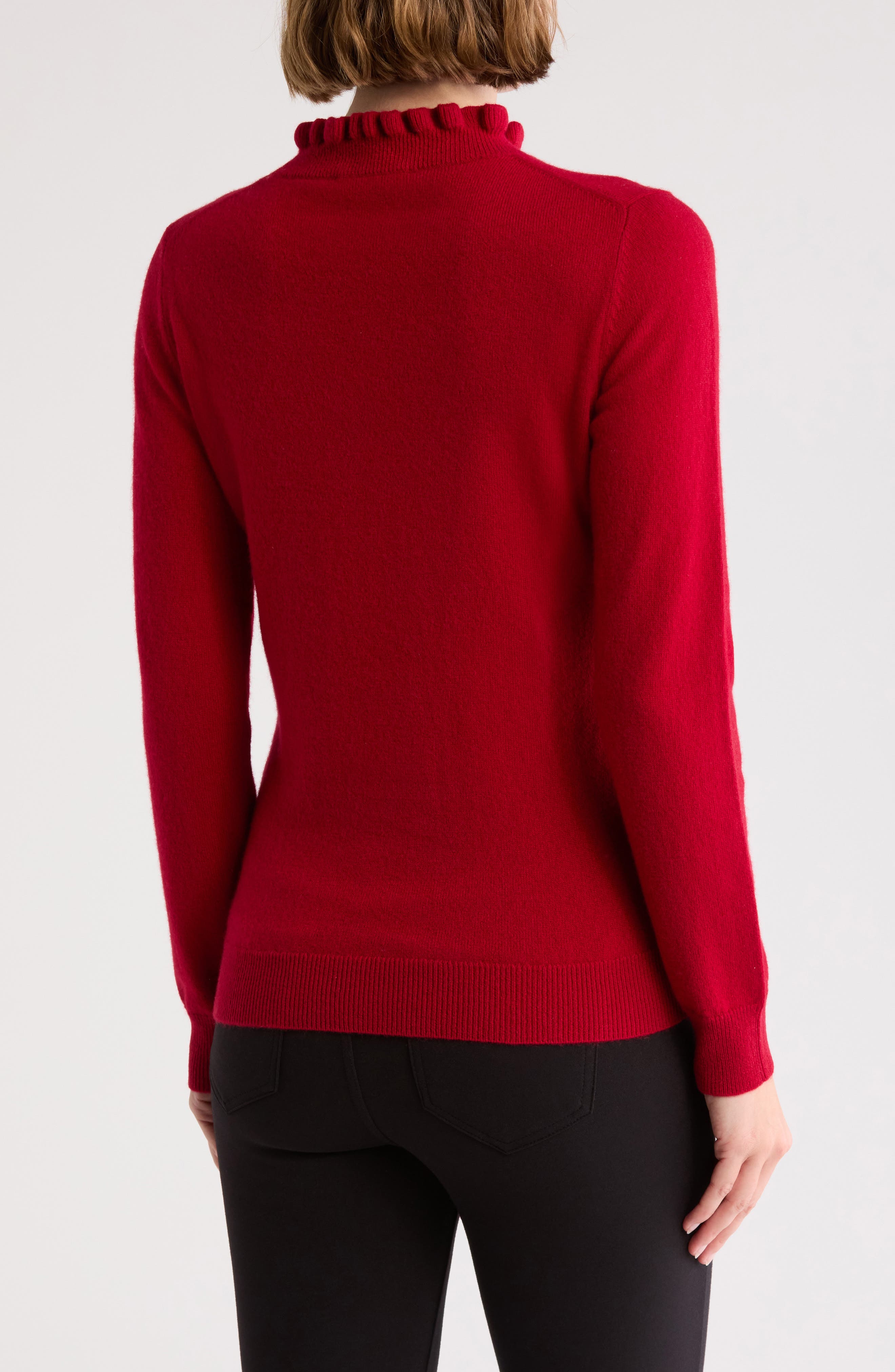 Ruffle Mock Neck Cashmere Sweater - image 4