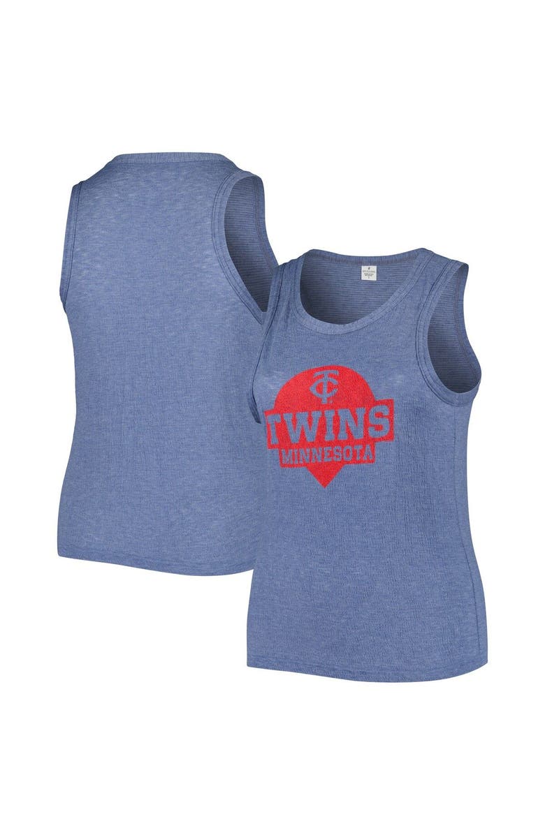 SOFT AS A GRAPE Women's Soft as a Grape Navy Minnesota Twins Plus Size High Neck Tri-Blend Tank Top, Main, color, 