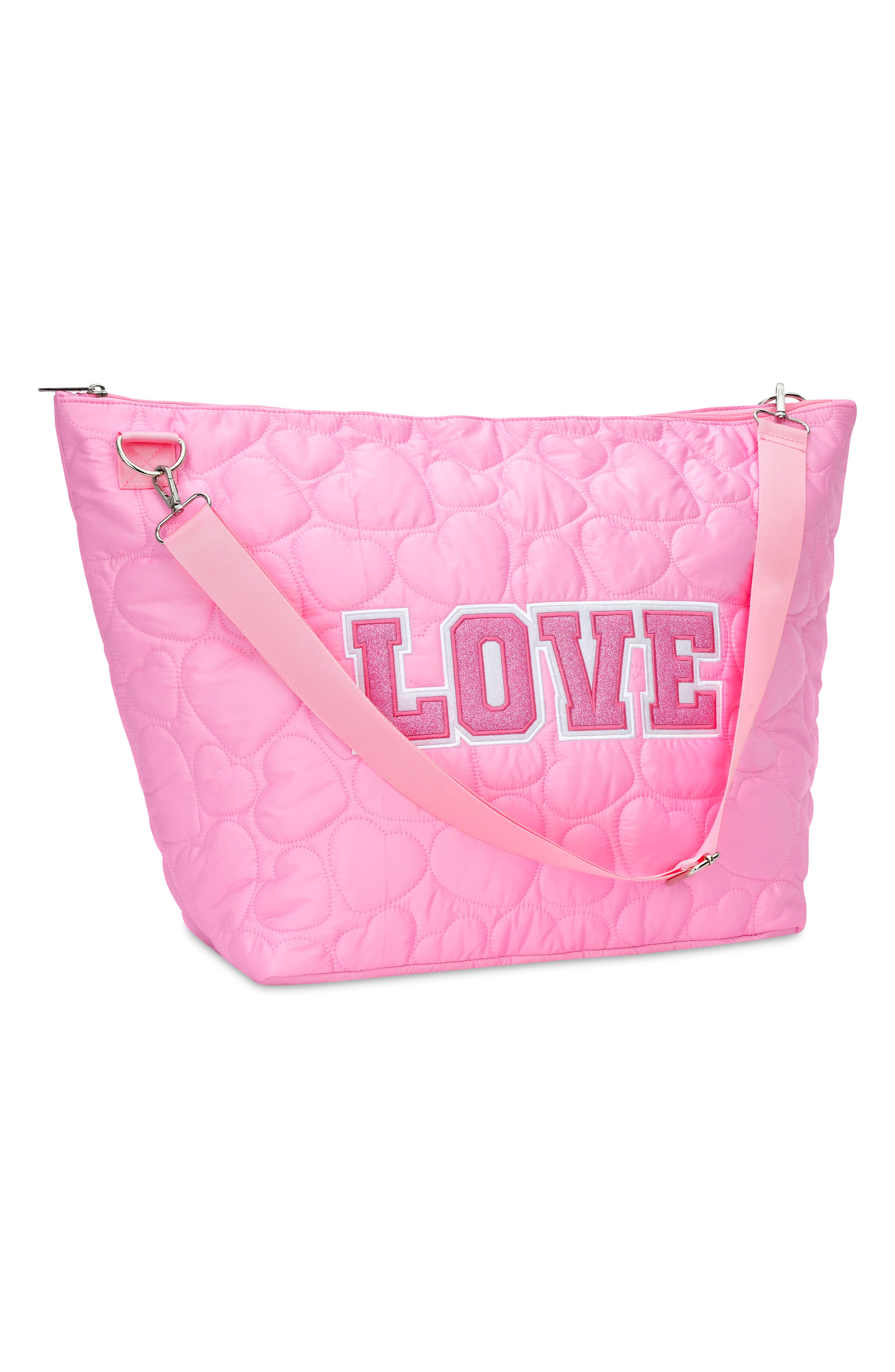 Iscream Kids
 Love Heart Quilted Weekend Bag, Alternate, color, Pink