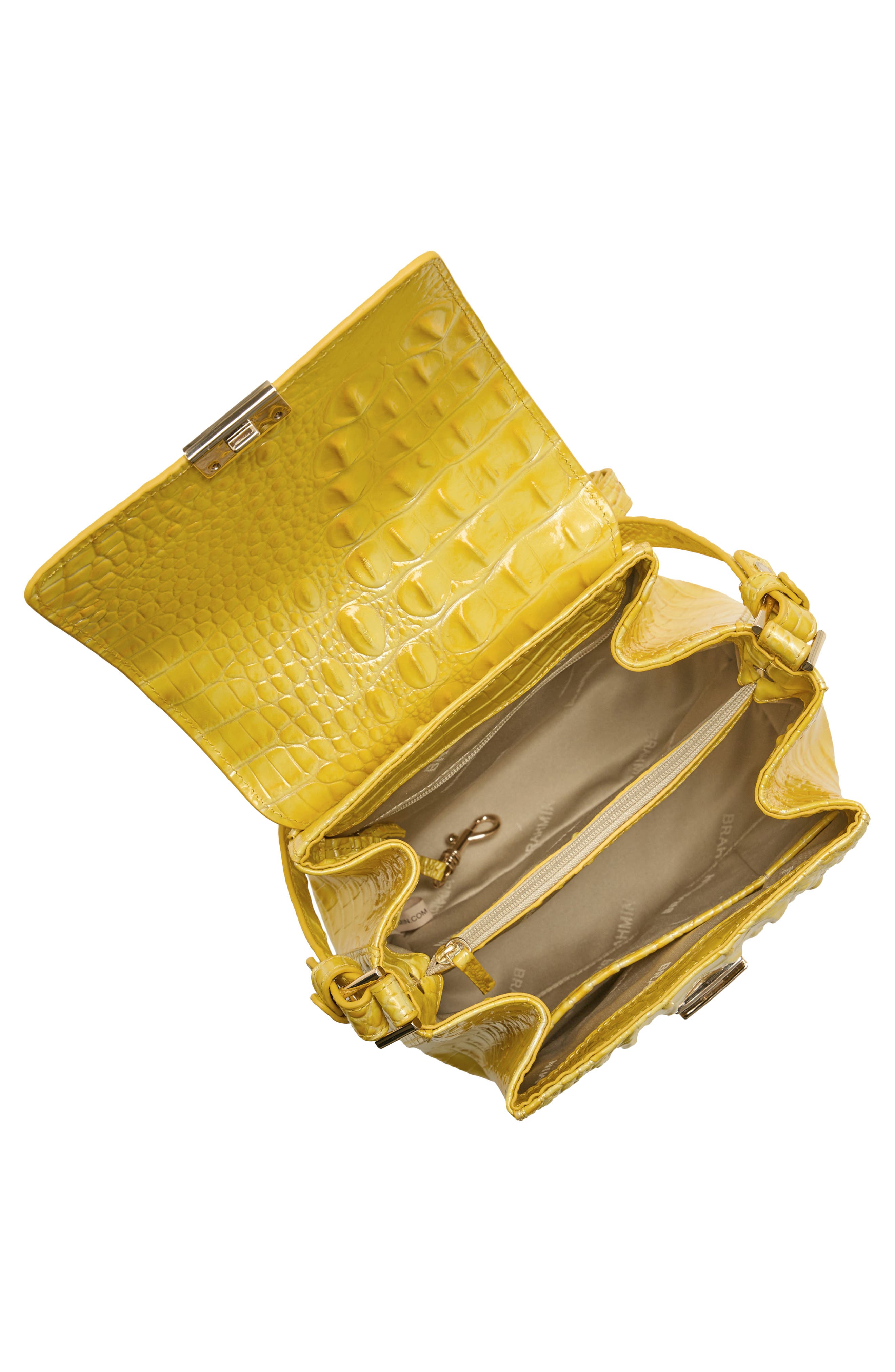 Brahmin Margo Croc Embossed Leather Crossbody Bag, Alternate, color, Vivid Yellow