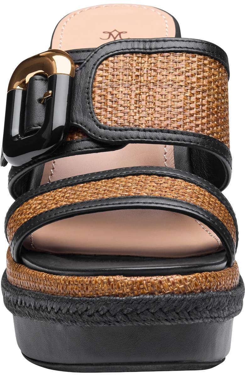 Johnston & Murphy Addison Buckle Platform Wedge Slide Sandal, Alternate, color, Cognac Raffia