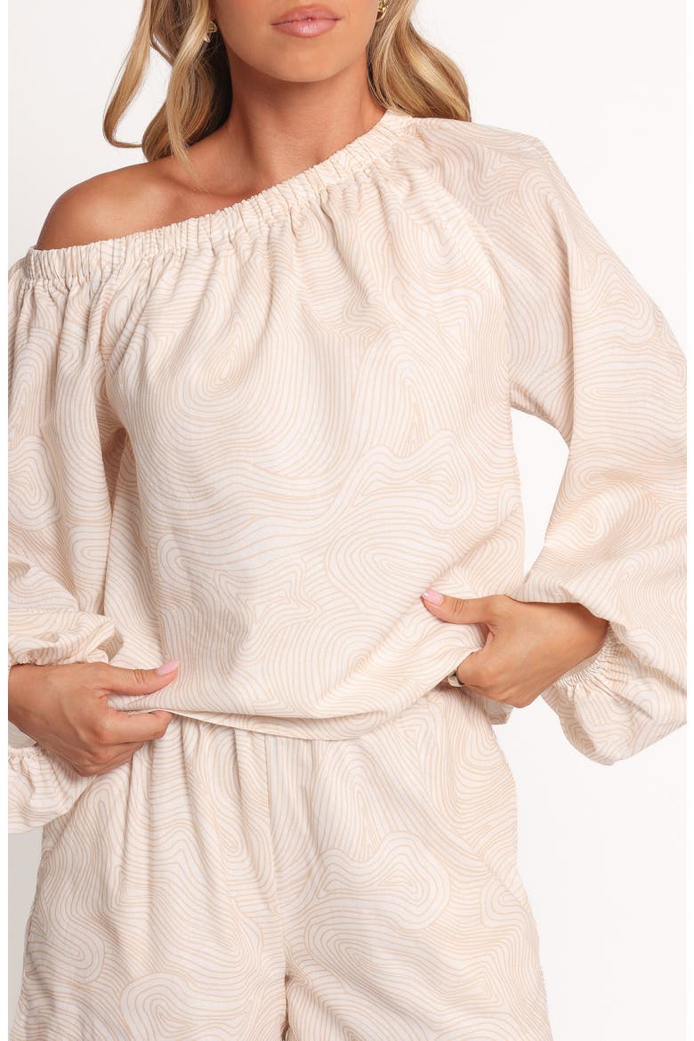 Zion One-Shoulder Cotton & Linen Top, Alternate, color, TAN SWIRL