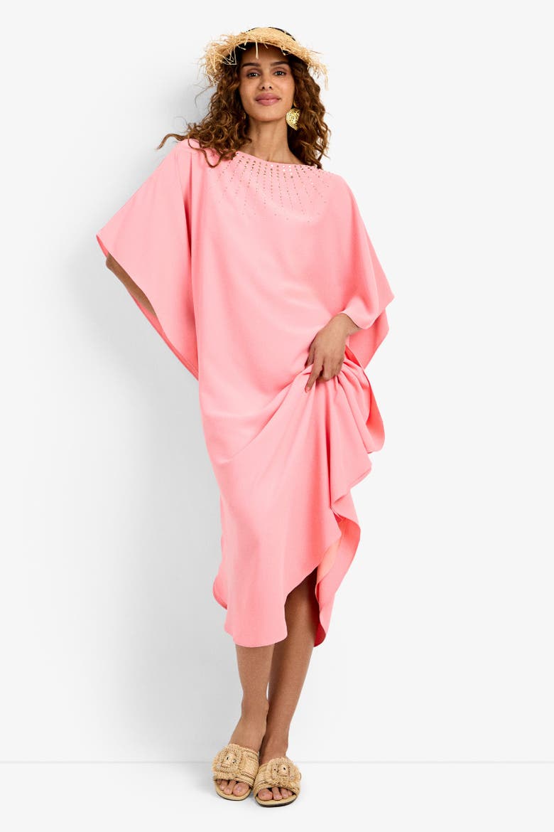 Neena Rhinestone Caftan Dress, Alternate, color, Sunset Sorbet