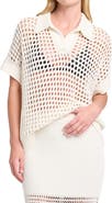 TWP Oversize Open Knit Linen & Silk Polo