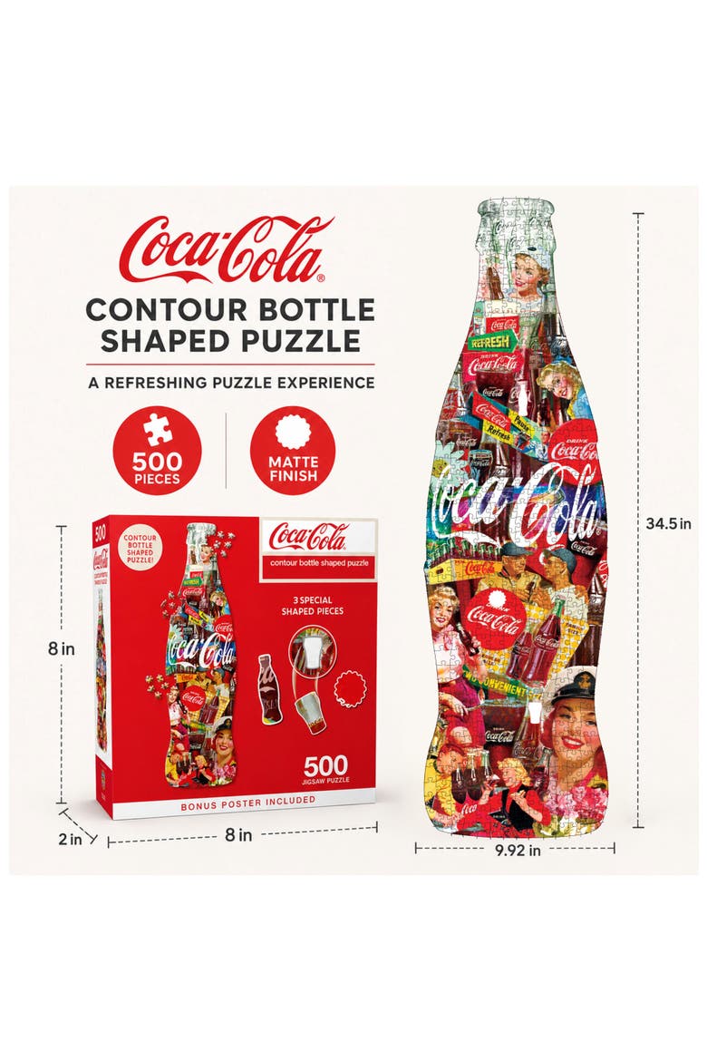 Coca-Cola Bottle 500 Piece Shaped Puzzle, Alternate, color, Multicolor