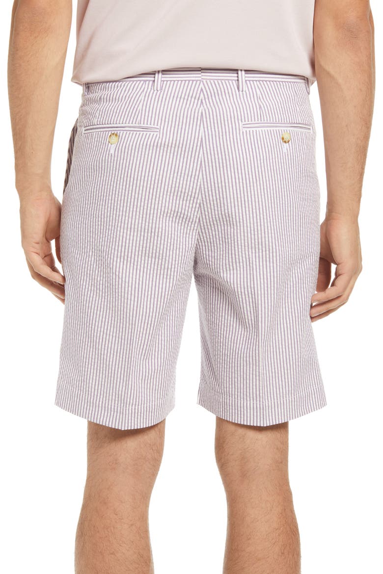 Flat Front Seersucker Shorts, Alternate, color, PURPLE