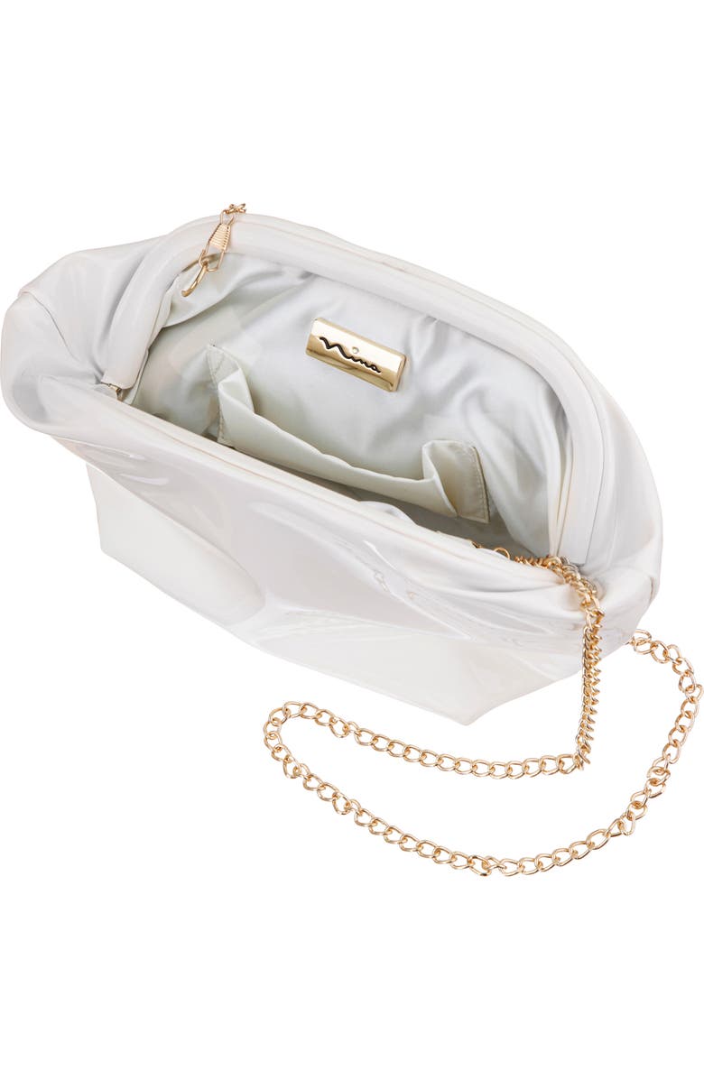 Nina Lyric Faux Leather Clutch, Alternate, color, Ecru