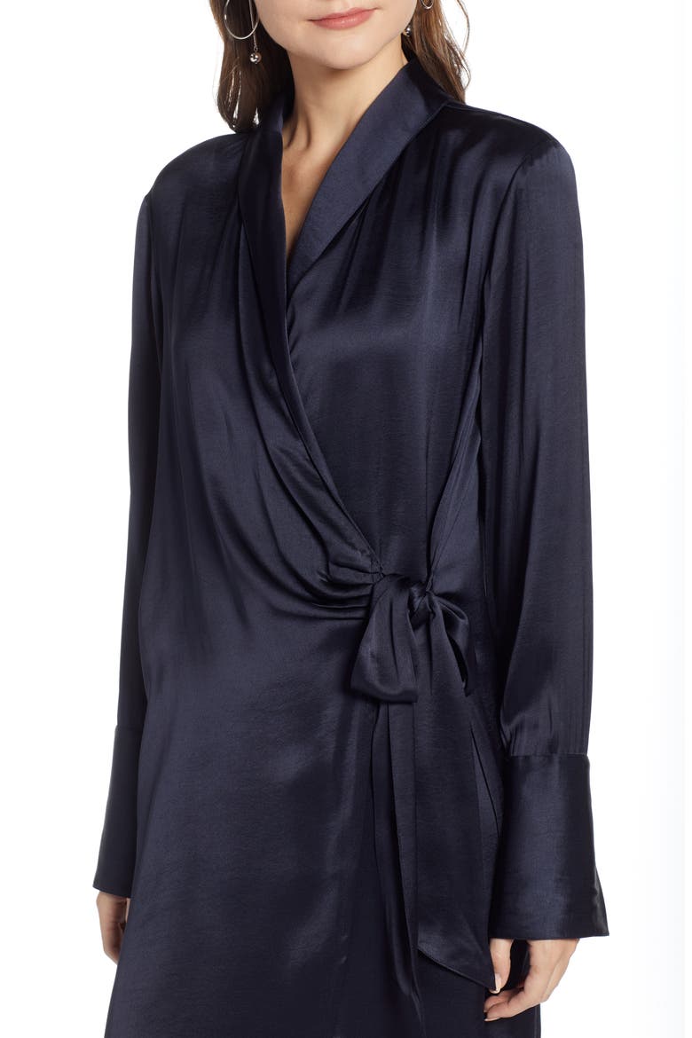 Tie Front Dress (Nordstrom Exclusive), Alternate, color, NAVY NIGHT
