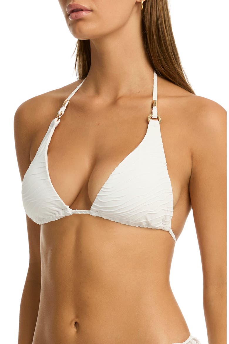 De Soleil D-Cup Triangle Bikini Top, Main, color, WHITE