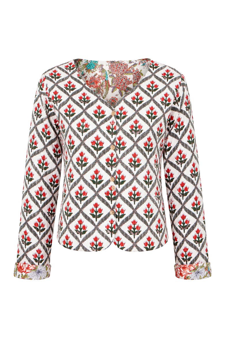 Print Reversible Cotton Quilted Jacket, Alternate, color, White