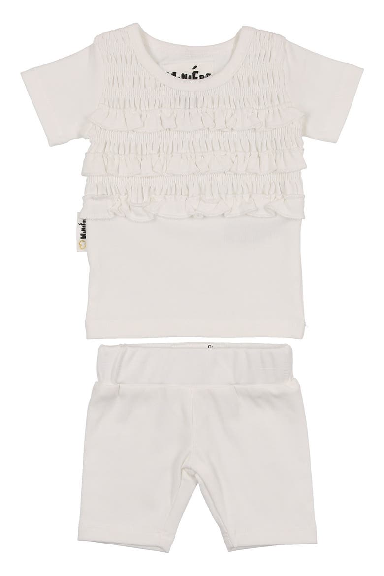 Ruffle Top & Shorts Set, Main, color, WHITE